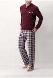 Long Pajamas in Cotton Check print with Cuff Cuffs