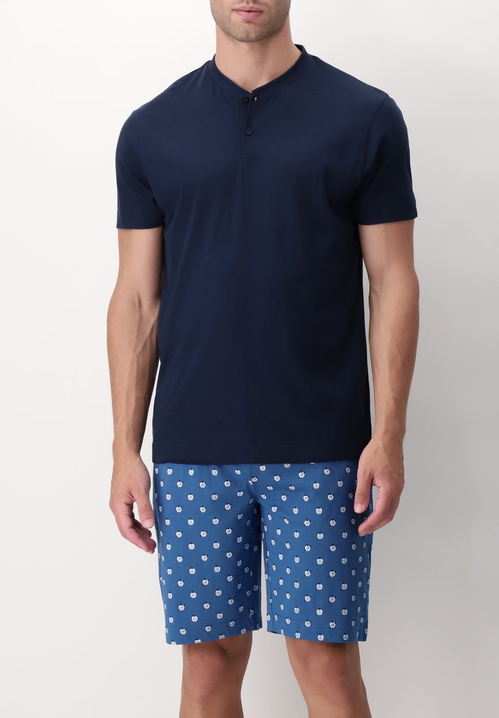 Serafino Light Cotton Jersey Short Pyjamas Apple Print