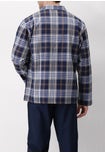 Long Open Collar Pyjamas in Warm Check Cotton Poplin