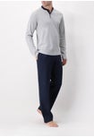 Pigiama Lungo Serafino in Interlock di Cotone Basic