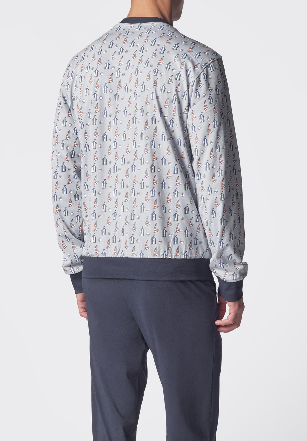 Beach Print Light Cotton Jersey Long Pyjamas