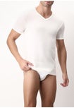 T-Shirt con Scollo a V 5329 in Lana e Cotone Tandem